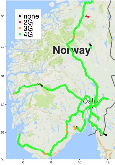 Mode: Coverage maps for Telenor and Telia along the train routes in... | Download Scientific Diagram