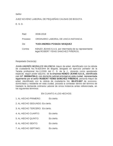 Introducir Imagen Modelo De Contestaci N De Demanda Laboral Pdf