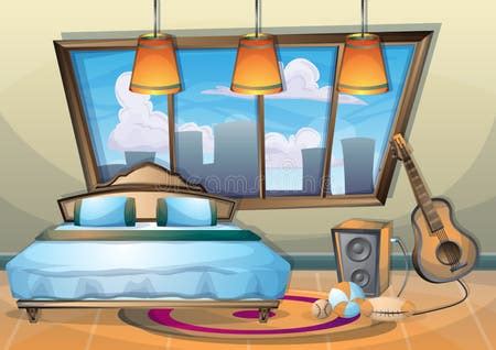 quarto  interior da ilustracao  vetor dos desenhos animados