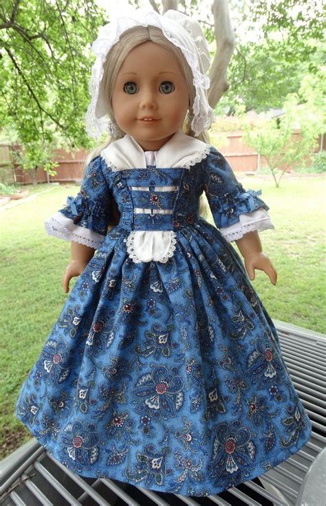 18 Doll Clothes Colonial Style Dress Fichu And Cap Fits American Girl