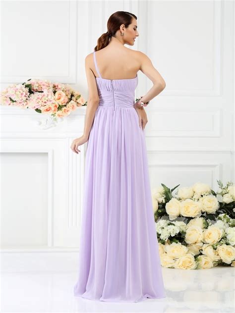 A Lineprincess One Shoulder Pleats Hand Made Flower Sleeveless Long