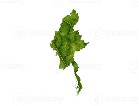 Myanmar Map Made Of Green Leaves Ecology Concept 34374239 PNG