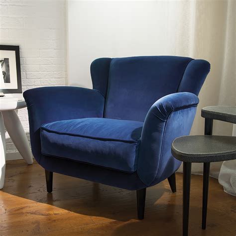 Luxurious Contemporary Blue Velvet Armchair Juliettes Interiors