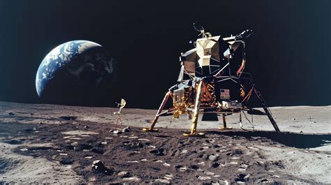 Apollo Lunar Module On The Moon Moon Landing Earthrise From The Moon