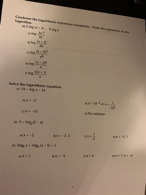 Solved Condense The Logarithmic Expression Completely Write Chegg