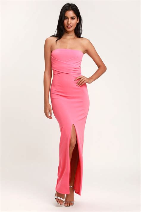 Lovely Pink Dress Strapless Dress Maxi Dress Gown Lulus