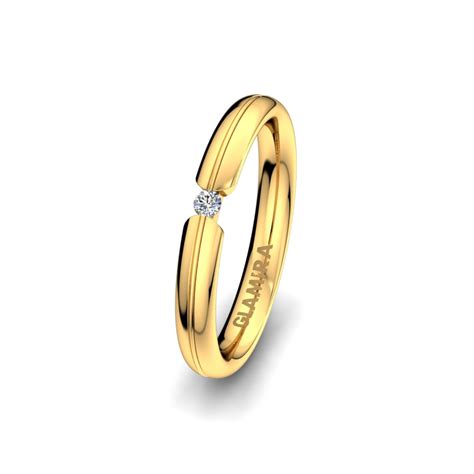 Compre Anillo De Boda Bright Nature Mm En K Oro Amarillo Zirconia