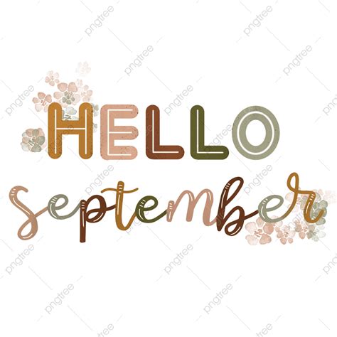 Hello September Cute Lettering Oil Pastel Color Cute Lettering Modern