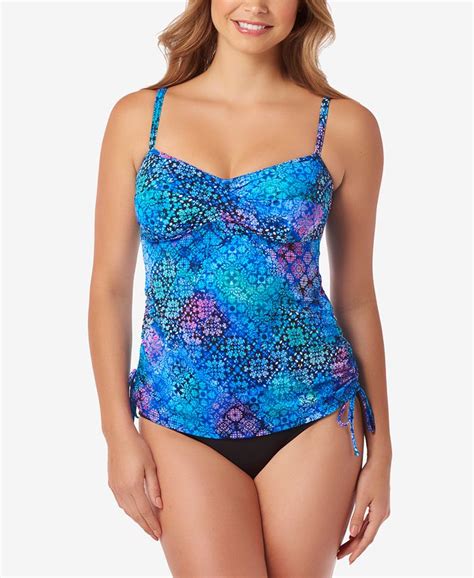 Swim Solutions Craft Fair Printed Underwire Tankini Top And High Waist