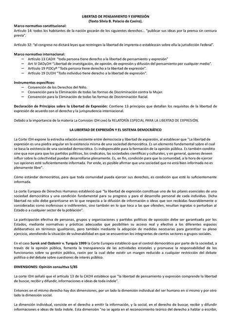 Apunte 2do Parcial Humanos Libertad De Pensamiento Y ExpresiÓn