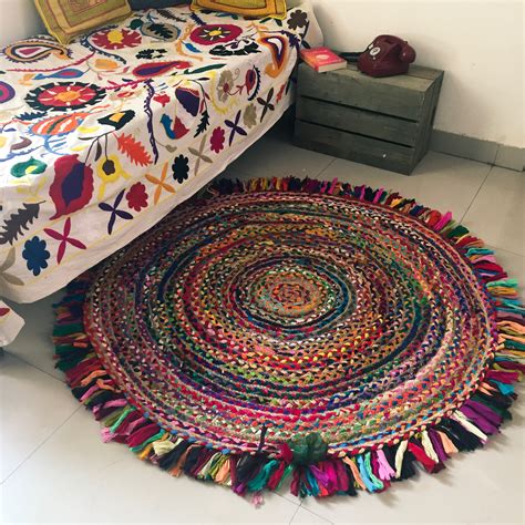 RAG RUG Braided Round Rug Meditation Mat Mandala Rug Etsy