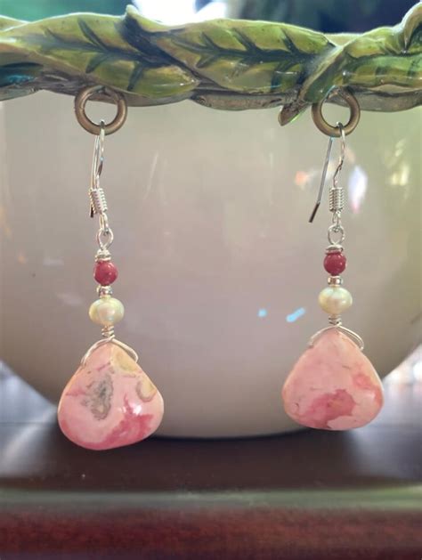 Unique Beauty Pink Rhodochrosite White Pearls Rhodonite Silver