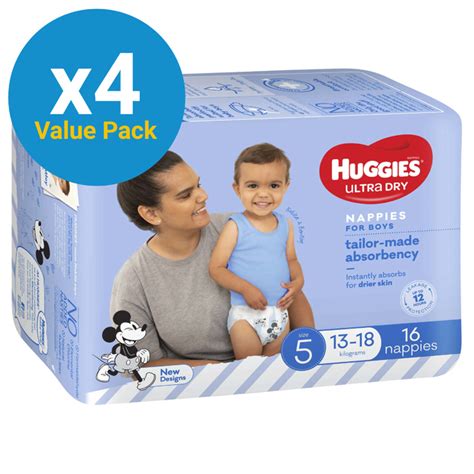 Buy Huggies Ultra Dry Walker Boy Nappies Value Box Size 5 64 At