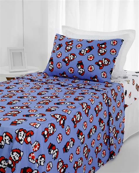 Riachuelo Jogo De Cama Solteiro Nintendo Mario Bros Azul