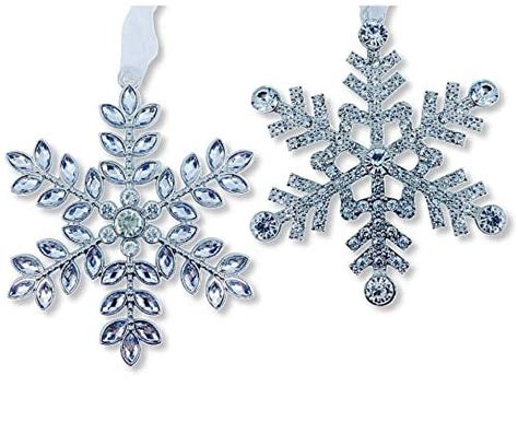 Crystal Snowflake Ornaments for Christmas Tree or Hanging Décor Set of