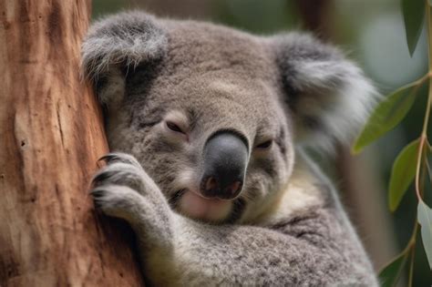 Premium AI Image | A koala sleeping on a tree