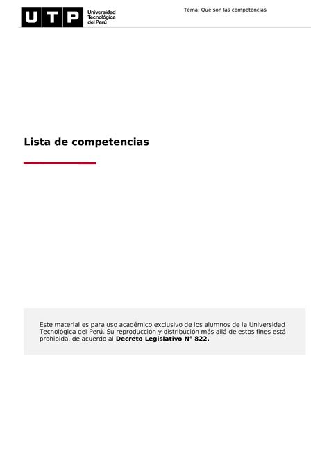 S Lista De Competencias Este Material Es Para Uso Acad Mico