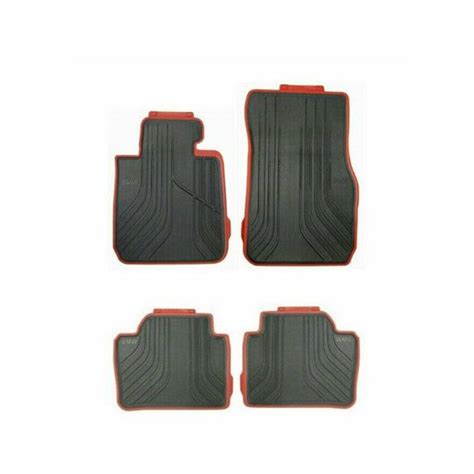 Bmw Floor Mat Set Front And Rear All Weather Rubber Black Red Sport Line Genuine Bmw