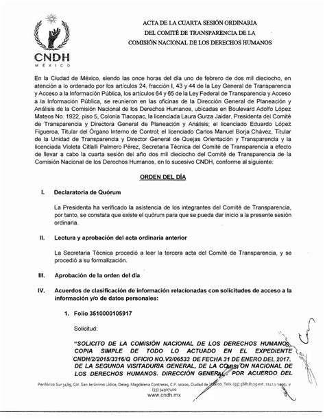 Pdf Acta De La Cuarta Sesi N Ordinaria Del Comit De Acta De La