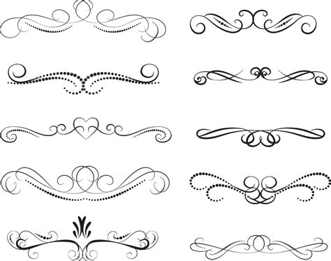 Dividers Set Vector Png Images Set Of Decorative Florish Dividers