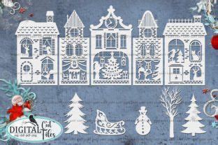 Christmas Houses Village Bundle Cut Out Graphic By Cornelia Creative