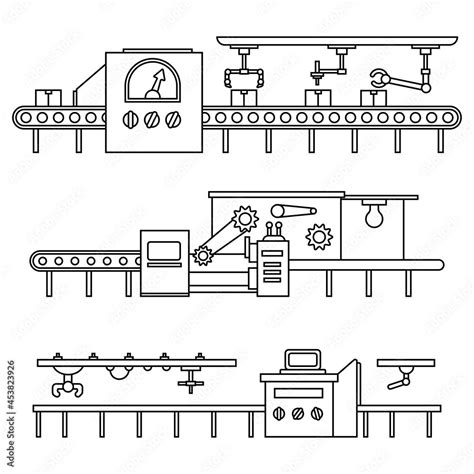 Assembly line vector set isolated on white background. Stock Vector ...