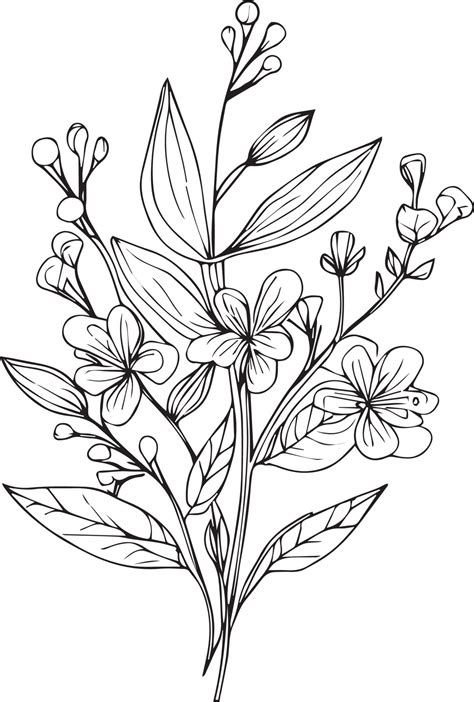 Wild Flowers Drawings Wild Flowers Set On The Doodle Art Coloring