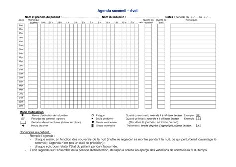 Agenda Du Sommeil Pdf