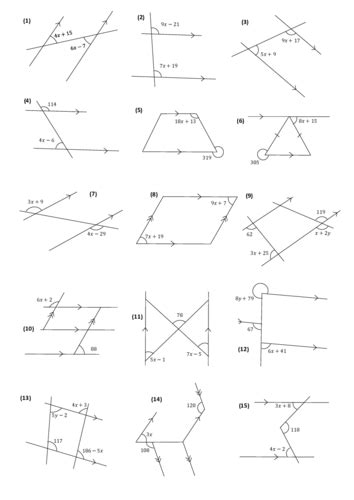 Angles In Parallel Lines Solving Linear Equations Teaching Resources