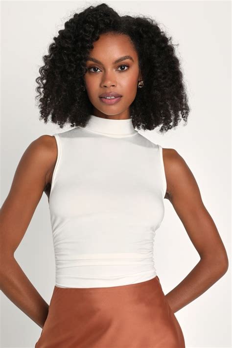 Ivory Bodysuit Ivory Mock Neck Top Ivory Ruched Bodysuit Lulus