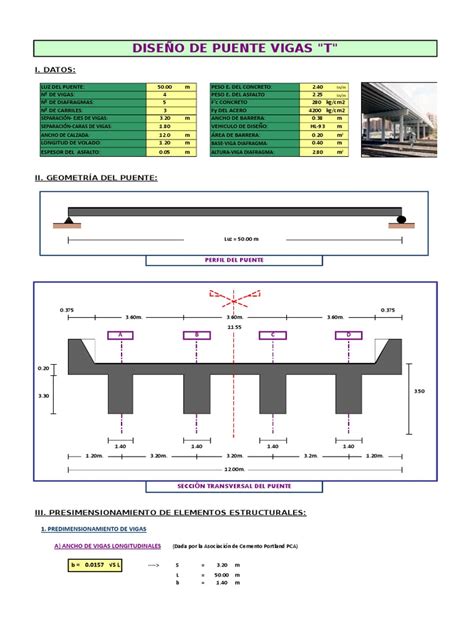 Hoja Excel Para El Calculo Y Diseno De Puentes Tipo T