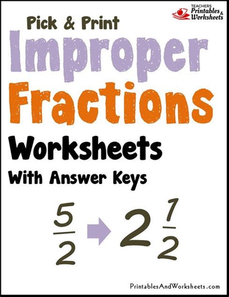 Improper Fractions Worksheets - Printables & Worksheets