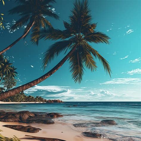 Premium AI Image | Coconut Tree with the Beach Background