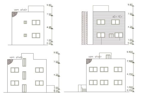 832 Square Feet House Building Elevation Design Cadbull