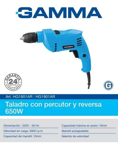 Taladro Percutor Gamma 650w Mandril 10mm Reversa G1905 Mecha En Venta