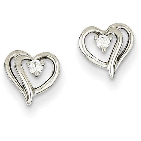 Primal Gold K White Gold Aa Diamond Heart Earrings Walmart