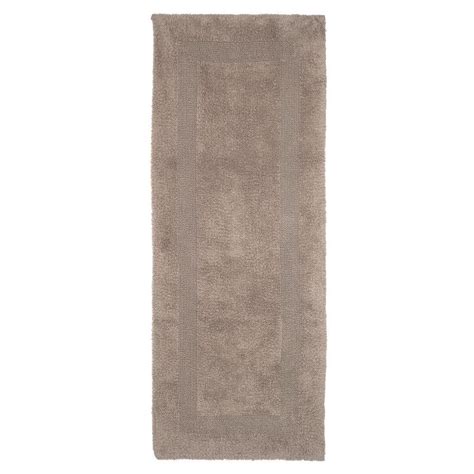 Lavish Home Taupe 2 Ft X 5 Ft Cotton Reversible Extra Long Bath Rug