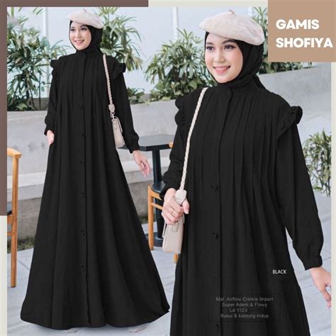 Jual Hawa Dress Lebaran 2023 Hijab Outfit Gamis Crinkle Airflow Adem