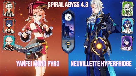 F2p C6 Yanfei Mono Pyro And C0 Neuvillette Hyperfridge Spiral Abyss 43