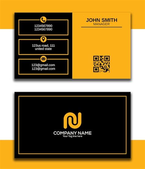 Premium Psd Yellow And Black Business Card Design Psd File