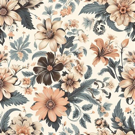 Premium Psd Vector Colorful Flowers Seamless Pattern