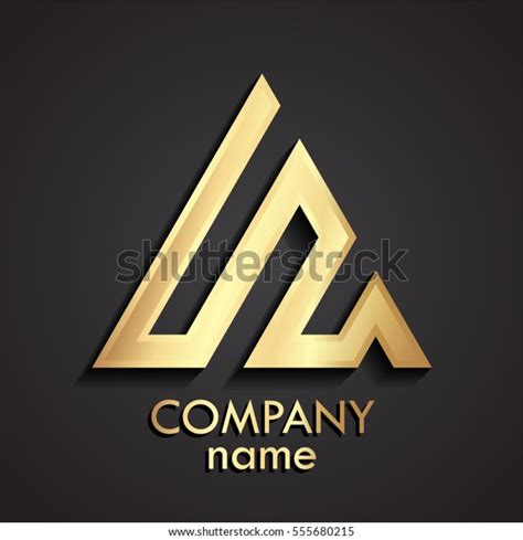 D Gold Linear Shape Triangle Logo Stock Vector Royalty Free