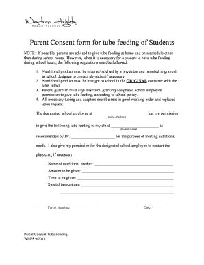 Fillable Online Westernheights K Ok Parent Consent Tube Feeding