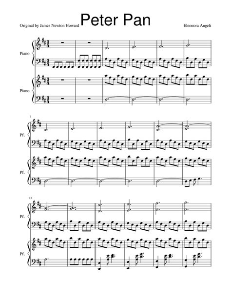 Peter Pan Sheet Music For Piano Piano Duo