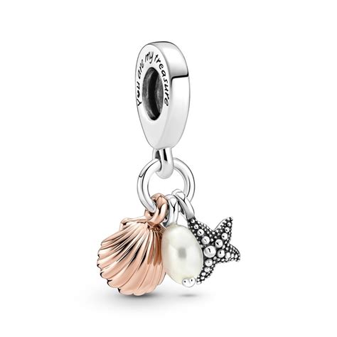 Pandora Freshwater Cultured Pearl Starfish Shell Triple Dangle Charm