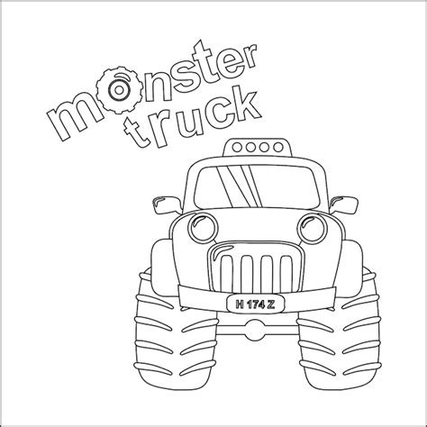 Ilustração em vetor de monster truck livro de colorir estilo