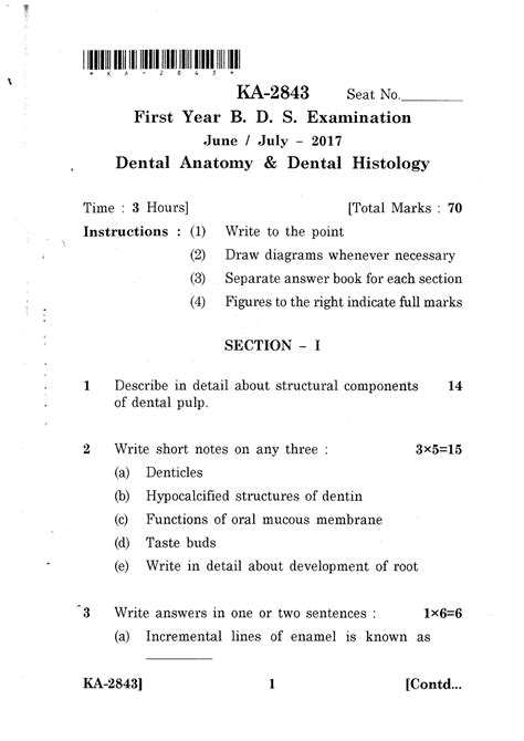 Solution Question Paper Dental Anatomy Embryology And Oral Histology