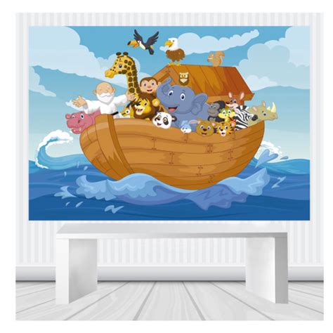 Painel Arca de Noé 1 8 x 1 3 m Animais Festa Aniversário em Promoção na