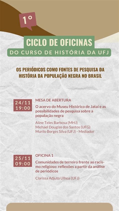 O Curso De Hist Ria Divulga O Ciclo De Oficinas Do Curso De