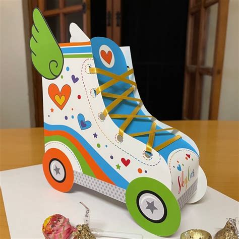 Groovy Rainbow Party Roller Skate Party Favor Boxes Skate Favors